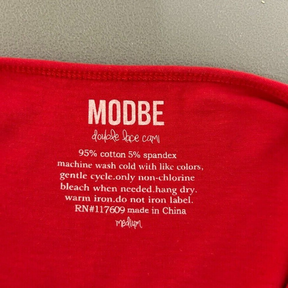 Modbe Womens Y2K Lace Trim Cami Size M Stretch Cherry Red Romantic Vampy Long - Picture 5 of 8